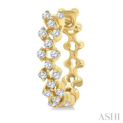 ASHI Prong Diamond Fashion Hoop Earrings 623H6PPTGERYG