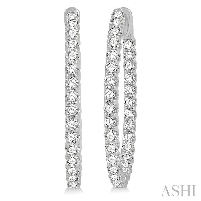 ASHI Inside-Out Diamond Oval Hoop Earrings 624B0PPFHERWG-3.00