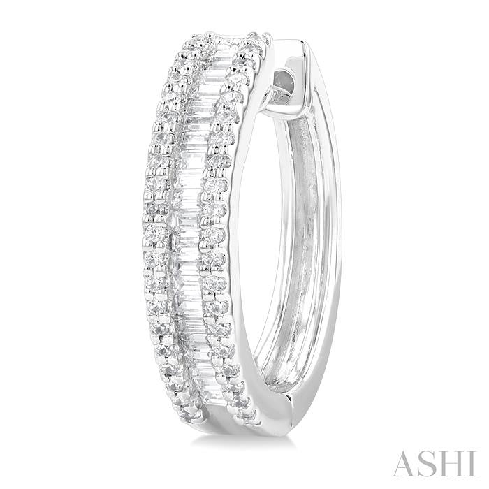 ASHI Baguette Diamond Hoop Earrings 624E3PPFHERWG