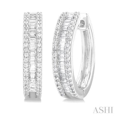 ASHI Baguette Diamond Hoop Earrings 624E3PPFHERWG