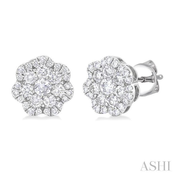 ASHI Flower Diamond Fashion Earrings 625E2PPFGERWG