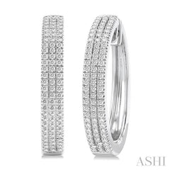 ASHI Three Row Diamond Hoop Earrings 625F3PPTGERWG
