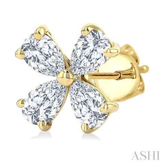 ASHI Floral Diamond Stud Earrings 625G3PPFGERYG