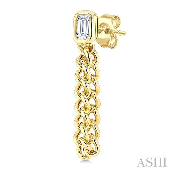 ASHI Emerald Shape Curb Bezel Diamond Fashion Earrings 625H5PPFGERYG-OC