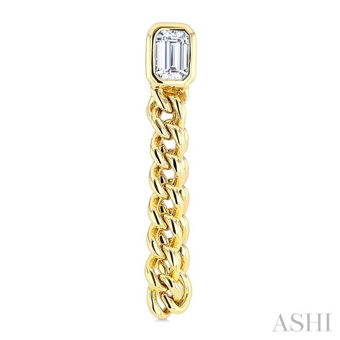 ASHI Emerald Shape Curb Bezel Diamond Fashion Earrings 625H5PPFGERYG-OC