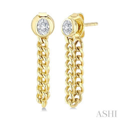 ASHI Oval Shape Curb Bezel Diamond Fashion Earrings 625H5PPFGERYG-OV
