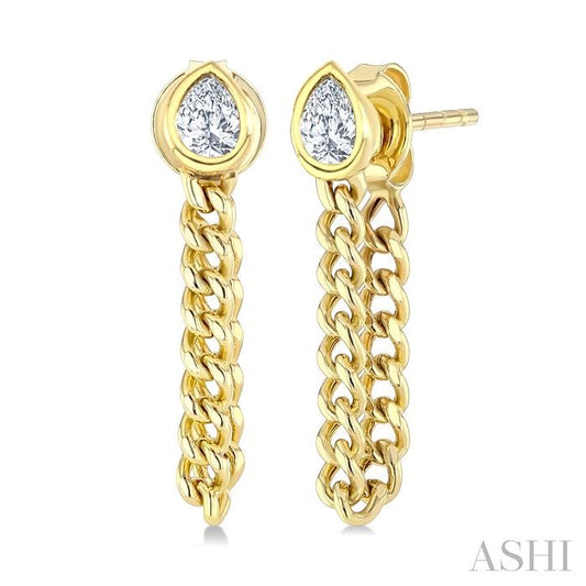 ASHI Pear Shape Curb Bezel Diamond Fashion Earrings 625H5PPFGERYG-PR