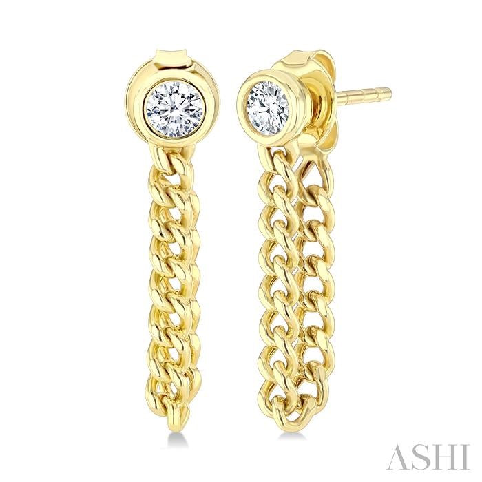 ASHI Round Shape Curb Bezel Diamond Fashion Earrings 625H5PPFGERYG-RD