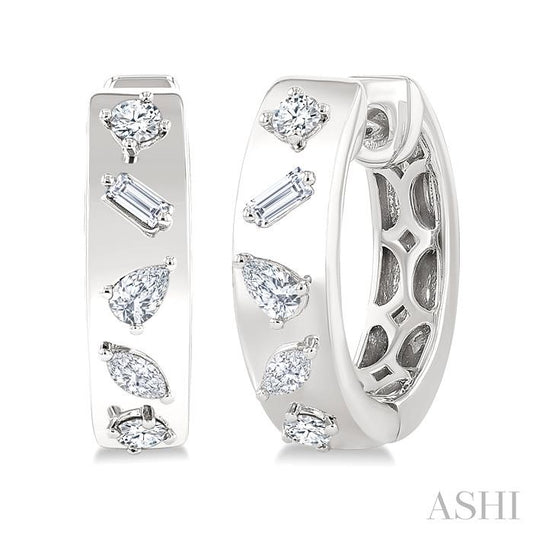 ASHI Mixed Shape Diamond Fashion Hoop Earrings 625J5PPFGERWG