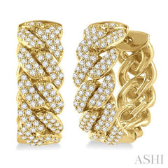ASHI Cuban Diamond Fashion Hoop Earrings 626B2PPFGERYG
