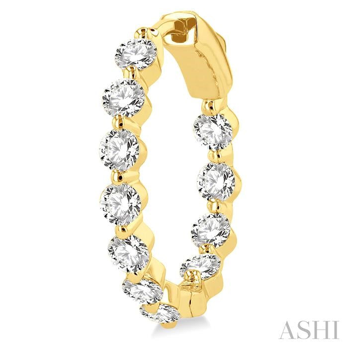 ASHI Inside-Out Diamond Round Hoop Earrings 626D0PPFGERYG-2.00