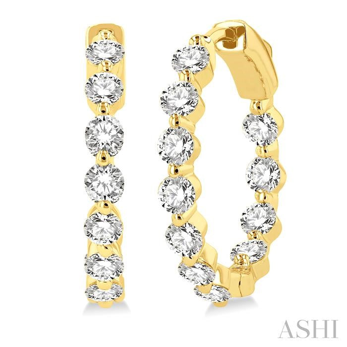 ASHI Inside-Out Diamond Round Hoop Earrings 626D0PPFGERYG-2.00