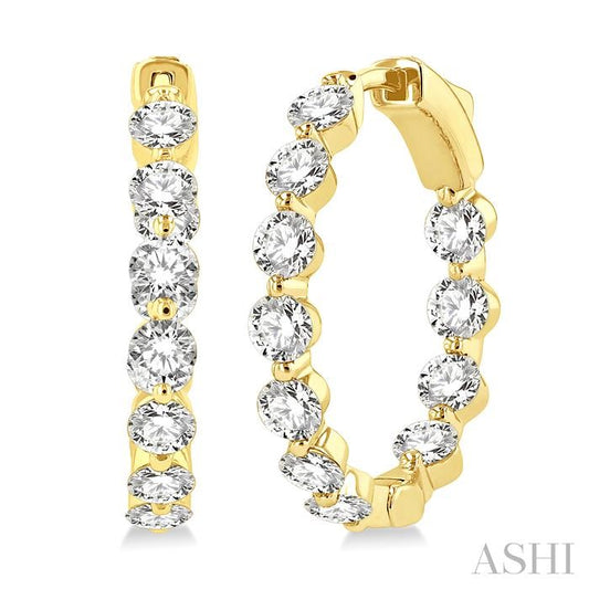 ASHI Inside-Out Diamond Round Hoop Earrings 626D0PPFGERYG-3.00