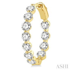 ASHI Inside-Out Diamond Round Hoop Earrings 626D0PPFGERYG-4.00