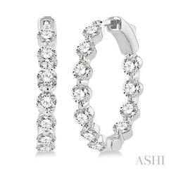 ASHI Inside-Out Diamond Round Hoop Earrings 626D0PPFHERWG-3.00
