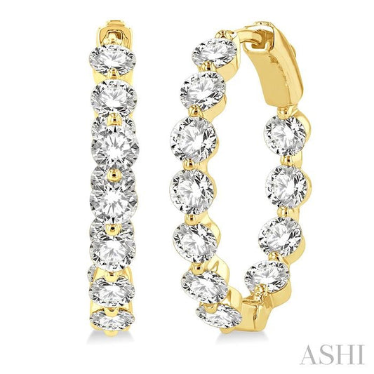 ASHI Inside-Out Diamond Round Hoop Earrings 626D0PPFHERYG-4.00