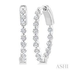 ASHI Inside-Out Diamond Round Hoop Earrings 626D1PPFGERWG