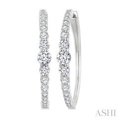 ASHI Graduated Riviera Diamond Hoop Earrings 626H0PPFGERWG-1.50