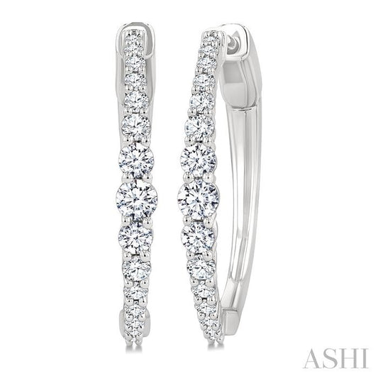 ASHI Graduated Riviera Diamond Hoop Earrings 626H2PPFGERWG