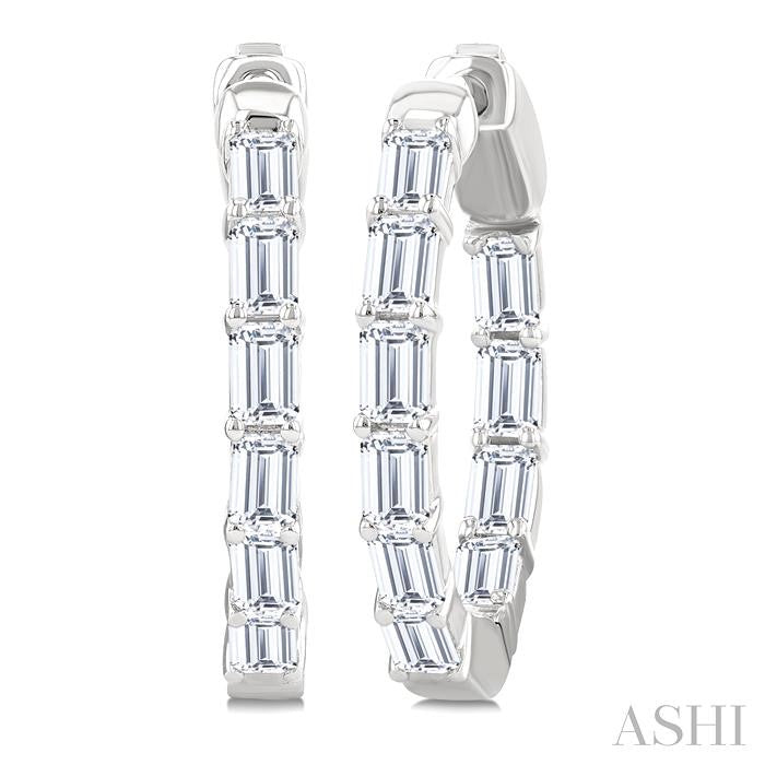 ASHI Emerald Shape Inside-Out Diamond Fashion Hoop Earrings 627H0PPFGERWG-OC-2.0