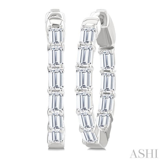 ASHI Emerald Shape Inside-Out Diamond Fashion Hoop Earrings 627H0PPFGERWG-OC-2.0