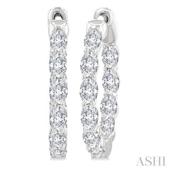 ASHI Oval Shape Inside-Out Diamond Fashion Hoop Earrings 627H0PPFGERWG-OV-2.0