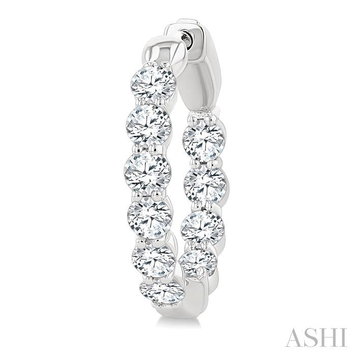 ASHI Round Shape Inside-Out Diamond Fashion Hoop Earrings 627H0PPFGERWG-RD-2.0