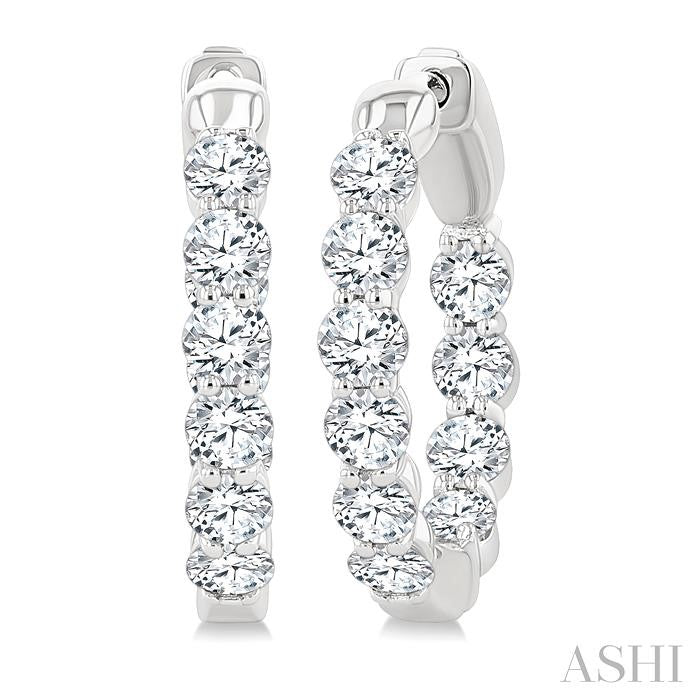 ASHI Round Shape Inside-Out Diamond Fashion Hoop Earrings 627H0PPFGERWG-RD-2.0