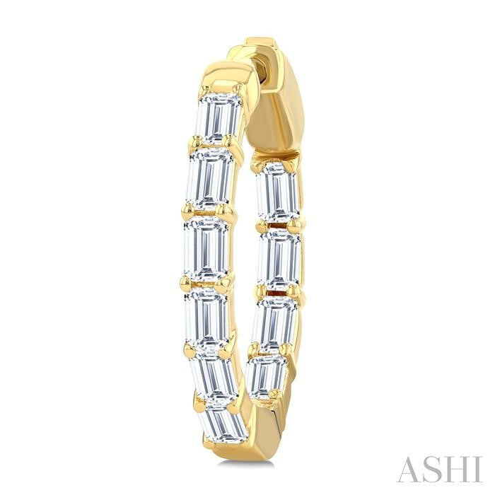 ASHI Emerald Shape Inside-Out Diamond Fashion Hoop Earrings 627H0PPFGERYG-OC-2.0