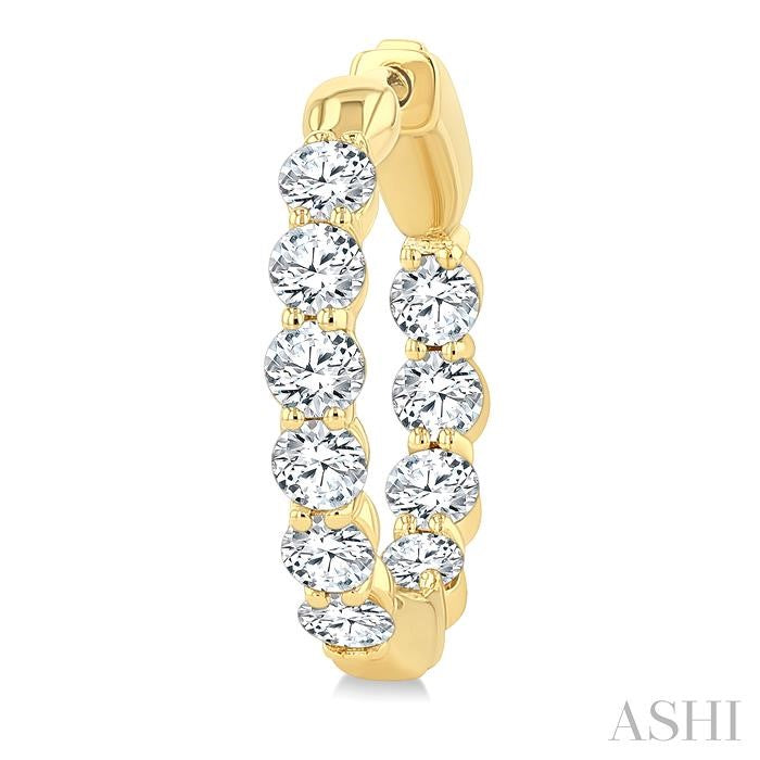 ASHI Round Shape Inside-Out Diamond Fashion Hoop Earrings 627H0PPFGERYG-RD-2.0