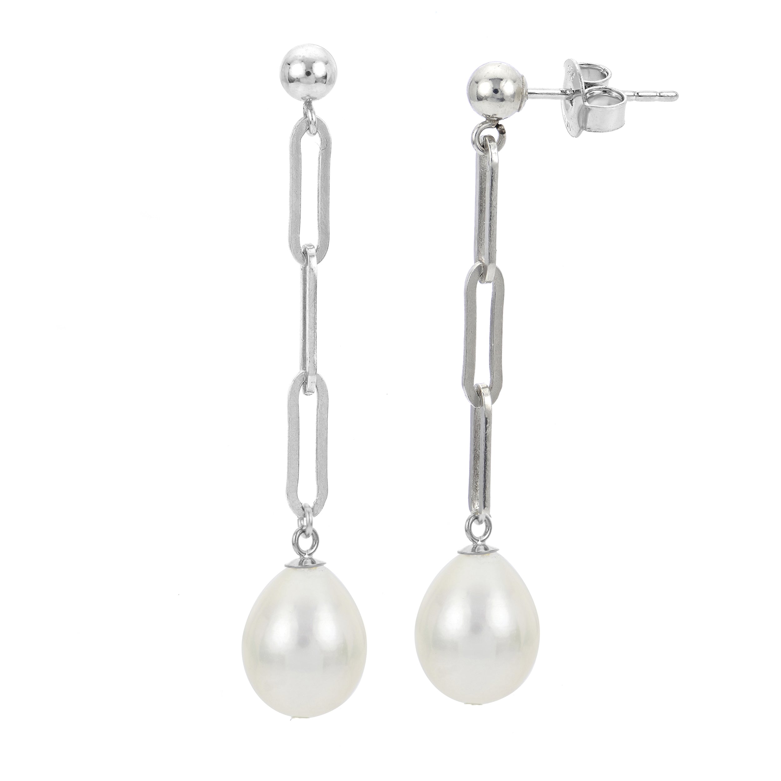 Parkplace Pearls Freshwater Pearl and Paperclip Chain Earrings 628187/FW