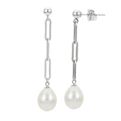 Parkplace Pearls Freshwater Pearl and Paperclip Chain Earrings 628187/FW