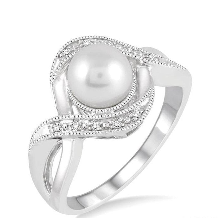 Parkplace Jewelers Silver Pearl & Diamond Ring 88489PPSSSLRG