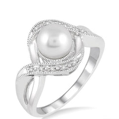 Parkplace Jewelers Silver Pearl & Diamond Ring 88489PPSSSLRG