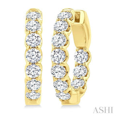 ASHI Inside-Out Diamond Round Hoop Earrings 628E0PPFHERYG-2.00