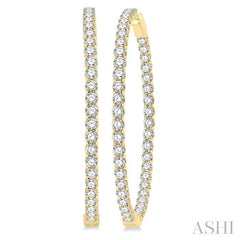ASHI Inside-Out Diamond Hoop Earrings 629C0PPFGERYG-10.00