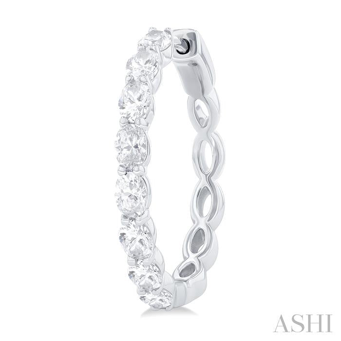 ASHI Oval Shape North-South Diamond Fashion Hoop Earrings 629D0PPFHERW-1.90-OV