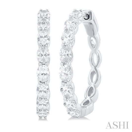 ASHI Oval Shape North-South Diamond Fashion Hoop Earrings 629D0PPFHERW-1.90-OV