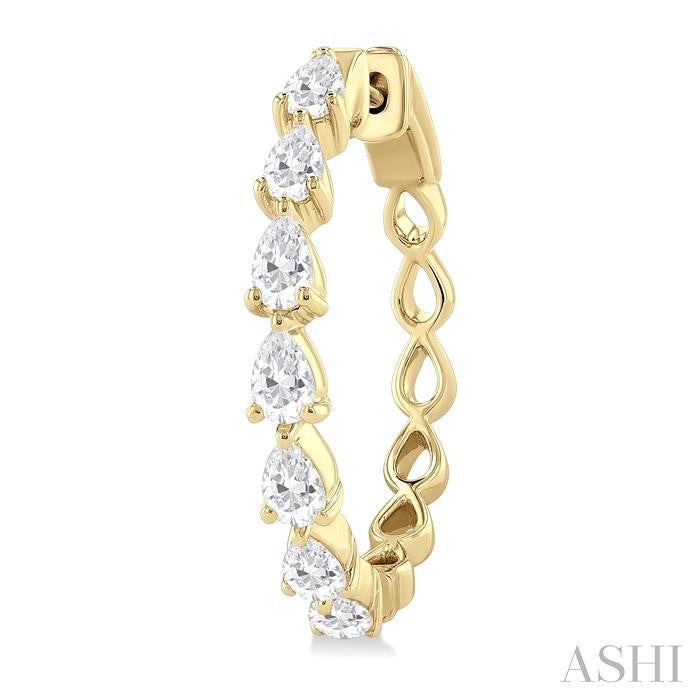 ASHI Pear Shape North-South Diamond Fashion Hoop Earrings 629D0PPFHERYG-1.5-PR