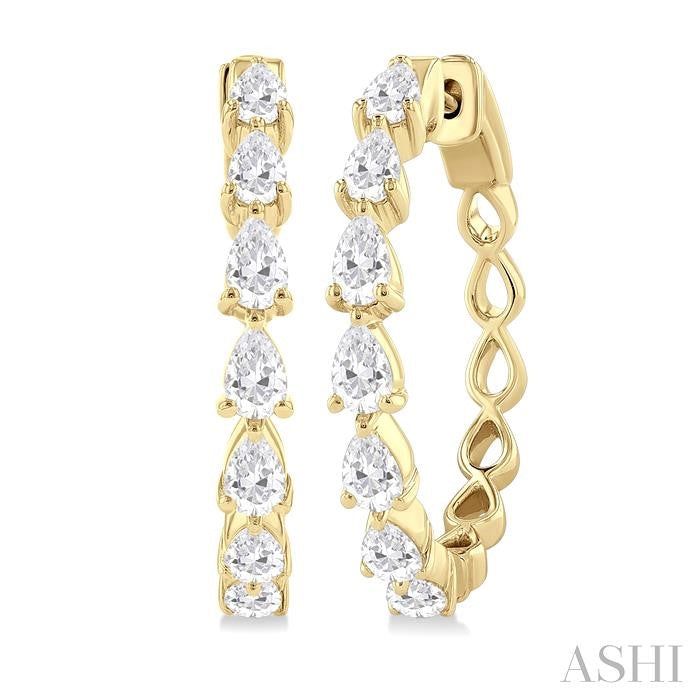 ASHI Pear Shape North-South Diamond Fashion Hoop Earrings 629D0PPFHERYG-1.5-PR