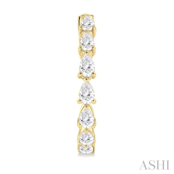 ASHI Pear Shape North-South Diamond Fashion Hoop Earrings 629D0PPFHERYG-1.5-PR