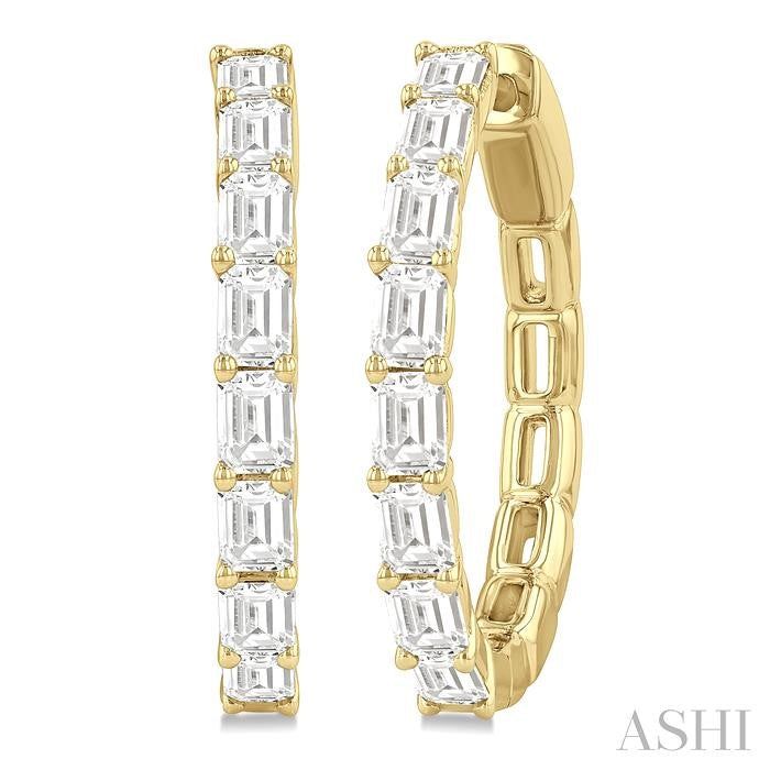 ASHI Emerald Shape North-South Diamond Fashion Hoop Earrings 629D0PPFHERYG-1.9-OC