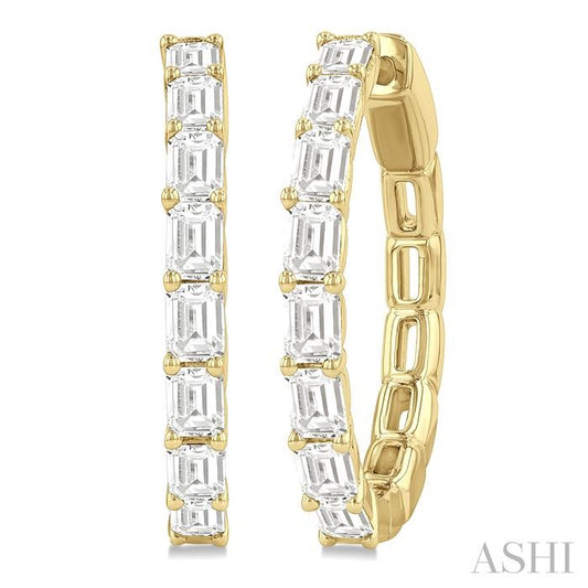 ASHI Emerald Shape North-South Diamond Fashion Hoop Earrings 629D0PPFHERYG-1.9-OC
