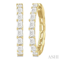 ASHI Emerald Shape North-South Diamond Fashion Hoop Earrings 629D0PPFHERYG-1.9-OC