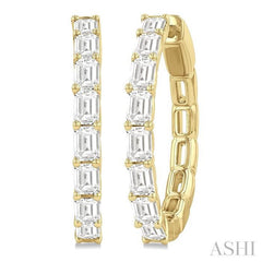 ASHI Emerald Shape North-South Diamond Fashion Hoop Earrings 629D0PPFHERYG-1.9-OC