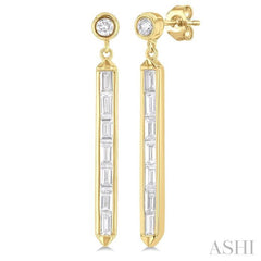 ASHI Vertical Bar Baguette Diamond Fashion Long Earrings 629E3PPFGERYG