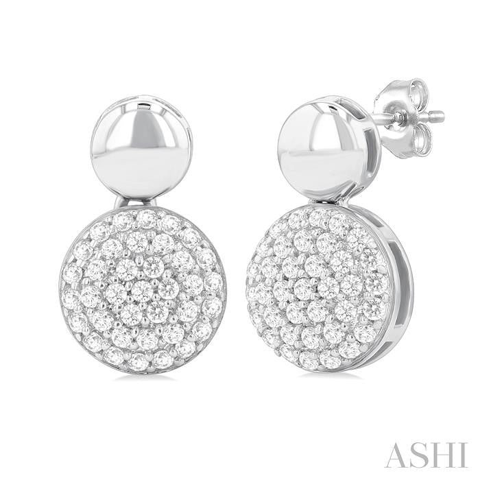 ASHI Pave-Set Round Shape Diamond Fashion Earrings 629F5PPTSERWG-RD