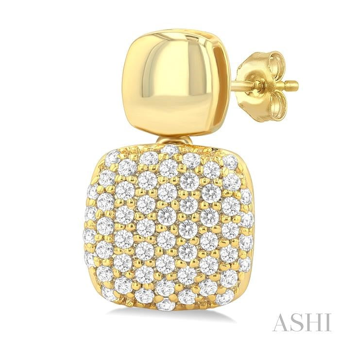 ASHI Pave-Set Cushion Shape Diamond Fashion Earrings 629F5PPTSERYG-SQ