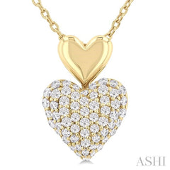 ASHI Pave-Set Heart Shape Diamond Fashion Pendant 629F6PPTSPDYG-HT