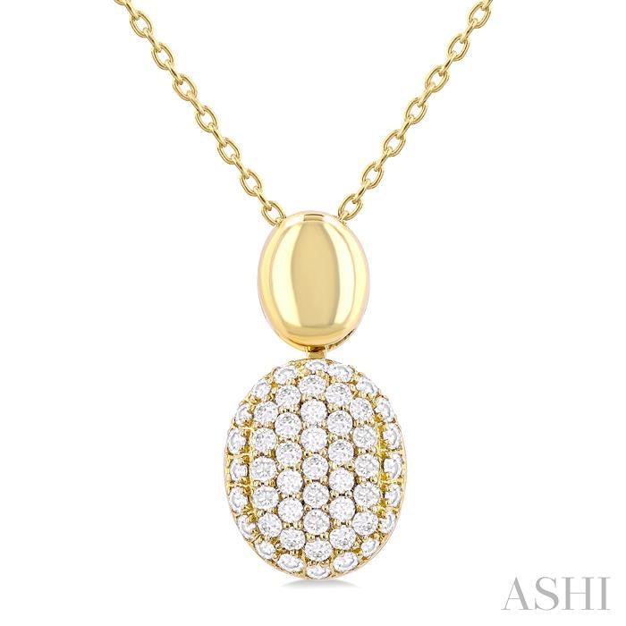 ASHI Pave-Set Oval Shape Pave Diamond Fashion Pendant 629F6PPTSPDYG-OV